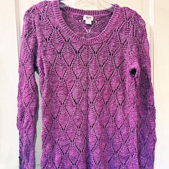 Mossimo Women's Open Knit Cotton Sweater Raspberry Size S - Picture 6 of 6